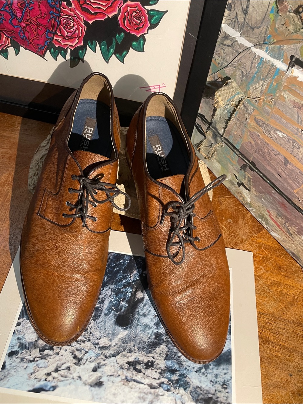 Gordon Rush Brown Pebbled Leather Derby Shoes